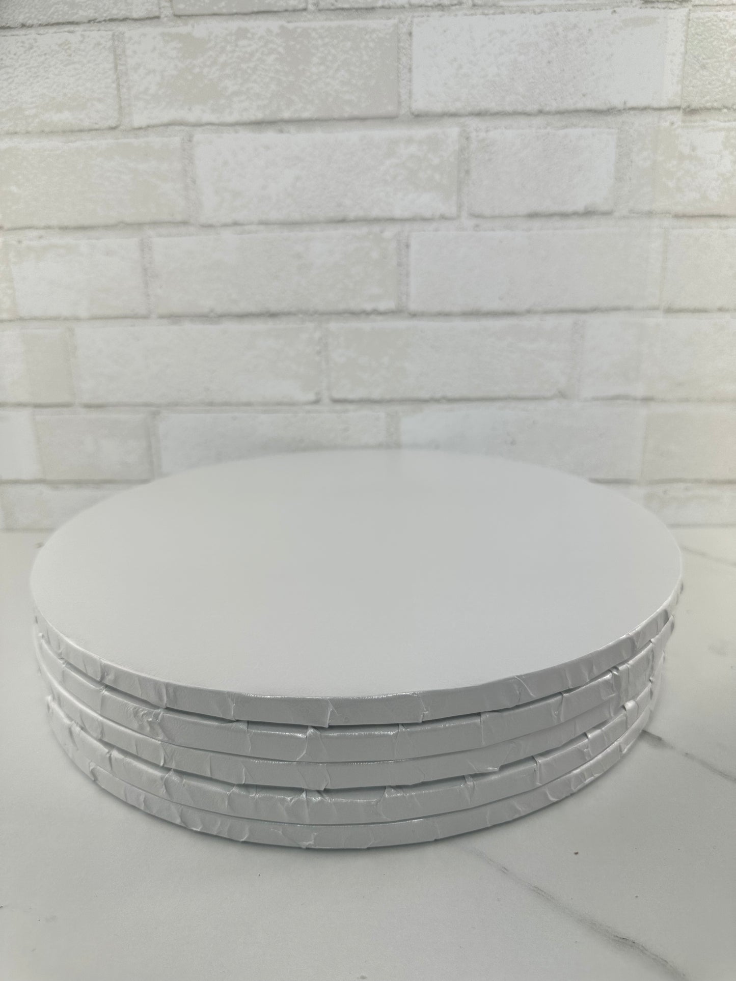14” ROUND CAKE DRUM WHITE ( SET OF 5)
